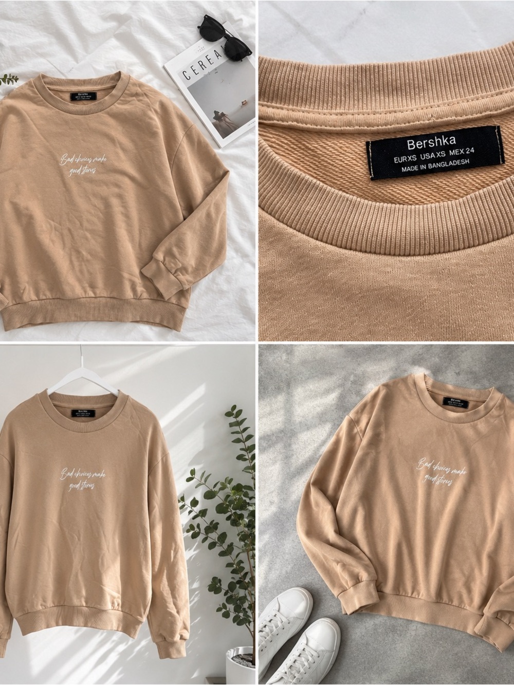 Bershka Tan Crewneck Sweatshirt